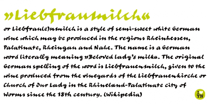 Liebfraumilch font preview